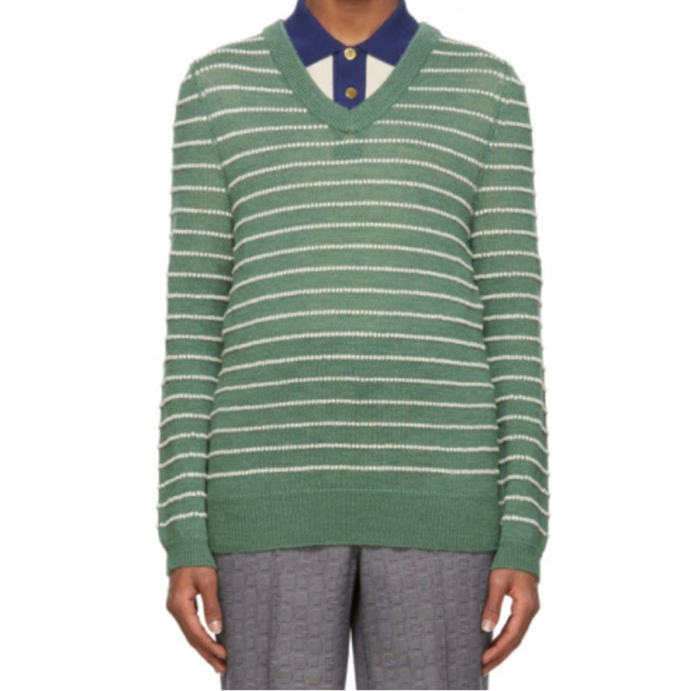 Gucci // Green and White Alpaca Sweater